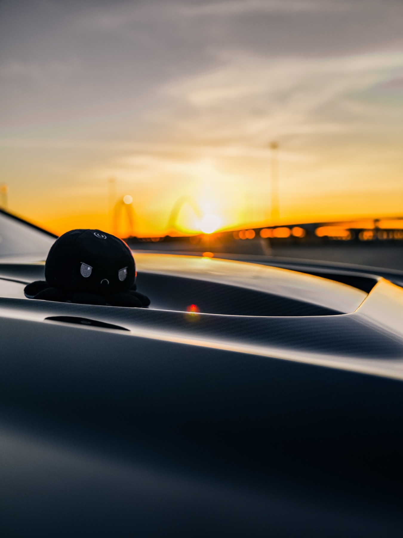 Donington Grey M8 hood at sunset